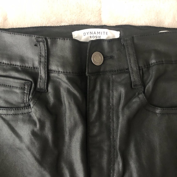 Dynamite Black Straight Leg Leather Look Denim Size 28 - Picture 3 of 5